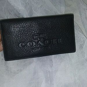 Coach check book holder - black leather